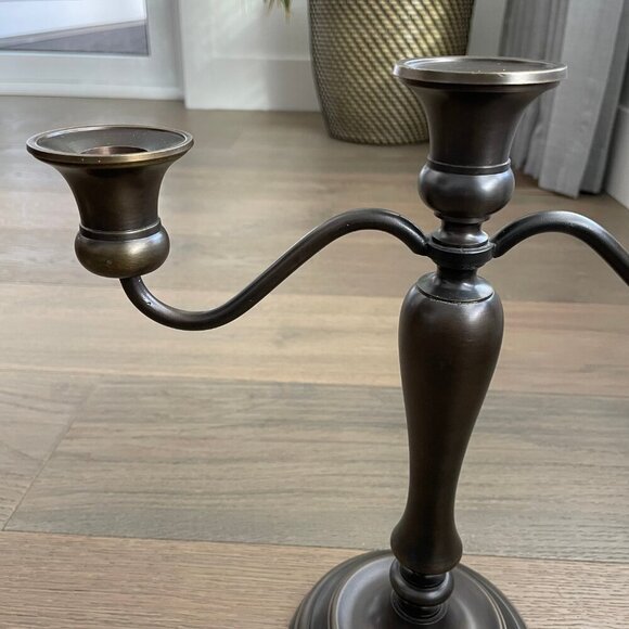 Restoration Hardware Bronze Metal Lightly Distressed 3 Candle Candlelabra Sz OS - Picture 4 of 9